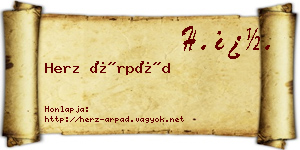 Herz Árpád névjegykártya
